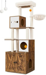 Produktbild von FEANDREA Kratzbaum mit Katzenklo-Schrank 185cm