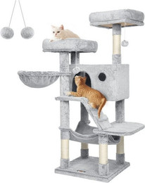 Produktbild von FEANDREA Kratzbaum mit weichem Bezug grau