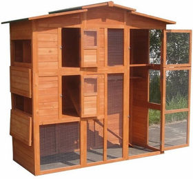 Produktbild von Feel2Home Kleintierkäfig Hühnerstall Hasenstall Kaninchenstall Freilauf Holz