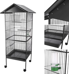 Produktbild von Feel2Home Vogelkäfig Vogelvoliere Metall mit Rollen und Bodenschutzgitter