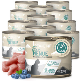 Produktbild von Feines Menü für Katzen - Huhn mit Fasan & Blaubeeren - 12 x 200 g