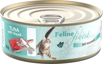 Produktbild von Feline Finest Thunfisch mit Kalmar Nassfutter für Katzen - 6 x 85 g