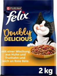 Felix Doppelt Lecker Trockenfutter Katze, Adult, Huhn und Truthahn 2 kg – Bild 1 von 3