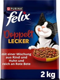 Produktbild von Felix Doppelt Lecker Trockenfutter Katze, Adult, Rind und Huhn 2 kg