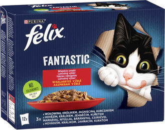 Produktbild von Felix Fantastic 12 x 85 g - Rind, Kaninchen, Lamm & Huhn