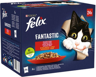 Produktbild von FELIX Fantastic So gut wie es ausssieht mit Rind, Kaninchen, Lamm, Huhn 24x85g