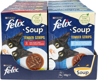 Produktbild von Felix Katzennahrung Soup Tender Strips - 6 x 48 g
