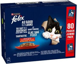 Felix Nassfutter Katze So gut wie es aussieht Adult Jumbo Paket 80 x 85 g – Bild 1 von 3