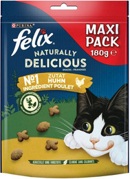Produktbild von FELIX Naturally Delicious Katzensnack mit Huhn & Katzenminze - 3 x 180 g