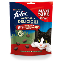 Produktbild von Felix Naturally Delicious Katzensnack Rind mit Goji-Beeren - 6 x 180 g