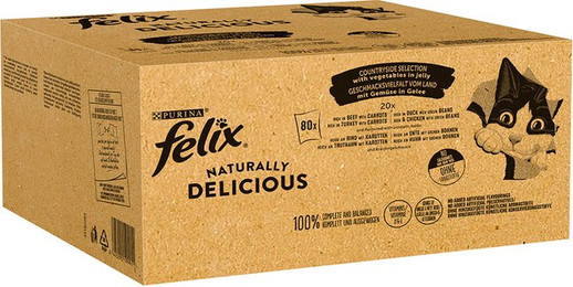 Produktbild von FELIX Naturally Delicious Vielfalt vom Land Katzenfutter nass - 80 x 80 g