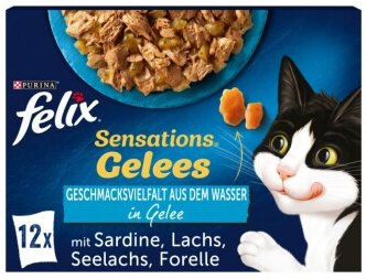 FELIX Sensations Gelees Geschmacksvielfalt aus dem Wasser Katzennassfutter - 12 x 85 g – Bild 1 von 3