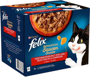 Produktbild von Felix Sensations Saucen Geschmacksvielfalt vom Land Katzennassfutter - 24 x 85 g