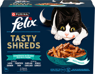 Felix Tasty Shreds Geschmacksvielfalt aus dem Wasser - 10 x 80 g – Bild 1 von 3