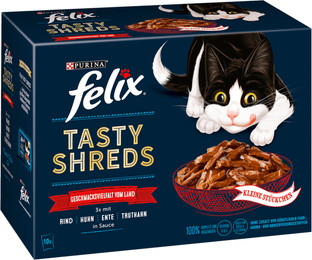 Produktbild von Felix Tasty Shreds Geschmacksvielfalt vom Land - 10 x 80 g