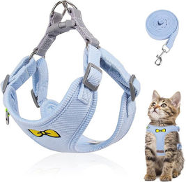 Produktbild von FELIXLEO Katzen-Halsband Katzenleine Set Polyester verstellbar Geschirr mit Leine Blau S