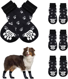 Produktbild von FELIXLEO Pfotenschutz 4 Paar Hundesocken Anti-Rutsch Pfotenschutz Indoor Schwarz S, (1-tlg)