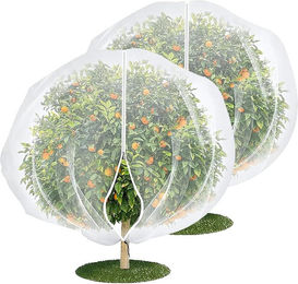 Produktbild von FELIXLEO Schutznetz 2 Stück Pflanzenschutznetz mit Reißverschluss Kordelzug 2.4 x 2.4 m, (1-St)