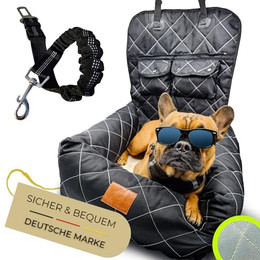 Produktbild von fell&bell Hunde Autositz Mittelgroß Schwarz 2-in-1 Hundebett