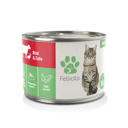 Produktbild von Fellicita Cat Nassfutter Rind & Ente - 6 x 200 g