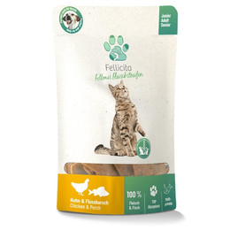 Produktbild von Fellicita Cat Snack Fellonis Fleischstreifen Huhn & Flussbarsch - 8 x 50 g