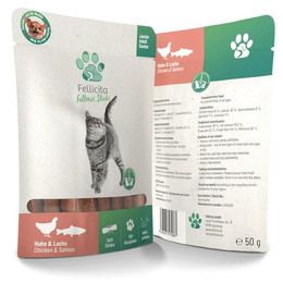 Produktbild von Fellicita Cat Snack Fellonis Sticks Huhn & Lachs - 10 x 50 g