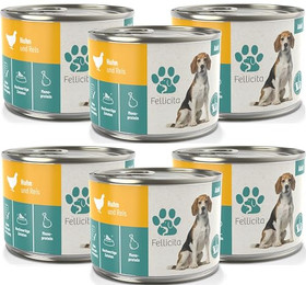 Produktbild von Fellicita Premium Nassfutter für Hunde Huhn & Reis - 6 x 200 g