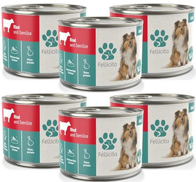 Produktbild von Fellicita Premium Nassfutter für Hunde Rind & Gemüse - 6 x 200 g