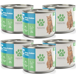 Produktbild von Fellicita Premium Nassfutter für Katzen, Hering, Krabben und Huhn - 6 x 200 g