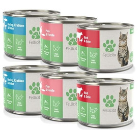Produktbild von Fellicita Premium Nassfutter für Katzen Multiprotein Mixpaket - 6 x 200 g