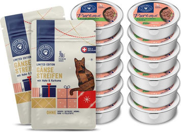 Produktbild von Festliches Paket für Katzen mit Wildfleisch und Gänsestreifen - 1120 g