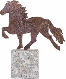 Produktbild von Figur aus rostfreiem Stahl auf poliertem Granitstein Karlslund
