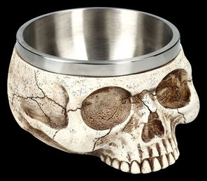 Produktbild von Figuren Shop GmbH Futternapf Schale Totenkopf Gothic Dekoration Edelstahl