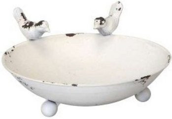 Produktbild von finehomegarden Vogeltränke Metall weiß Ø25x22cm H10cm