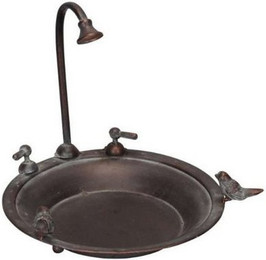 Produktbild von finehomegarden Vogeltränke Vogelbad Metall bronze matt Ø33cm H32cm