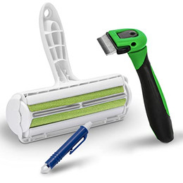 Produktbild von FinoPet 3er Set Hundebürste, Katzenbürste, XL Fusselrolle und Zeckenzange