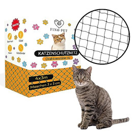 Produktbild von FinoPet Katzennetz für Balkon drahtverstärkt 4x3 Meter - 12 m