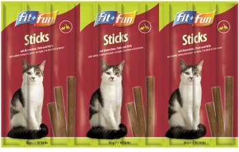 Produktbild von FIT+FUN Katzensticks Kaninchen, Pute und Hefe - 25 x 10 Stk.