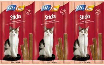 Produktbild von FIT+FUN Katzensticks Lachs und Forelle - 25 x 10 Stk.