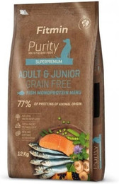 Produktbild von FITMIN Dog Purity Grain Free Adult Junior Fish Menu 12 kg getreidefreies Futter mit Fisch für junge und erwachsene Hunde mittelgroßer und großer Rassen