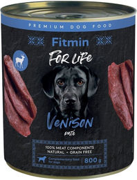 Produktbild von FITMIN For Life Venison Pate Nassfutter Pastete Wild für Hunde 800g