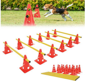 Produktbild von FIVMEN Agility-Hürde Agility Hürdenset Steckhürdenset Koordinationsset für Fußball 18-tlg, für Fußball Kinder Hund Trainer Indoor Outdoor, Verstellbar