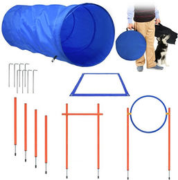 FIVMEN Agility-Hürde Trainingsset mit Hundetunnel Hindernisse Springring Trainingshilfe, Fur für Hunde interessante Spiele Pausenfeld Haustier Trainingshilfe – Bild 1 von 5