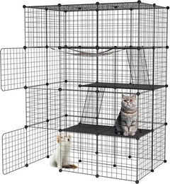 Produktbild von FIVMEN Freigehege Gittergehege Kaninchen Metallgitter mit Tür Kleintierkäfig, Für Welpengehege Hasengehege, 146x110x74 cm