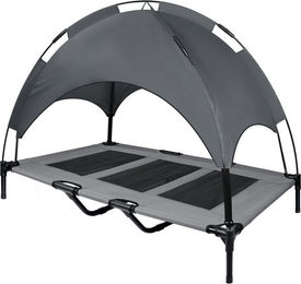 Produktbild von FIVMEN Hundebett Erhöhtes Haustierbett mit Dach für Außen und Innen, Grau, 3 Grössen: M/L/XL