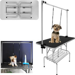 Produktbild von FIVMEN Hundeschermaschine Trimmtisch für Hunde, Hundepflegetisch, Tierpflegetisch, Schwarz, Edelstahl Klappbar Höhenverstellbar Schwarz