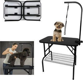 Produktbild von FIVMEN Hundeschermaschine Trimmtisch für Hunde, Hundepflegetisch, Tierpflegetisch, Schwarz, Edelstahl Klappbar Höhenverstellbar Schwarz