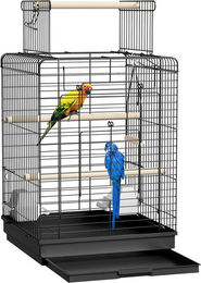 Produktbild von FIVMEN Vogelkäfig Papageienkäfig Vogelvoliere Vogelkäfig Vogelhaus Käfig, Voliere kanarienvögelkäfig Schwarz 40x40x72cm (mit Offenem Dach)