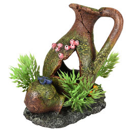 Flamingo Aquariendeko Moza Krug mit Pflanze – Bild 1 von 4