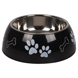 Produktbild von Flamingo Futter- und Trinknapf Divar schwarz/silber/weiß Größe L - 900 ml